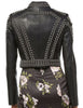 Silver Round Studs Jacket, Women Handmade Studded Punk Jacket, Bikers Zippered Fashion Jacket, Ladies Motorcycle Bikers Jacket,